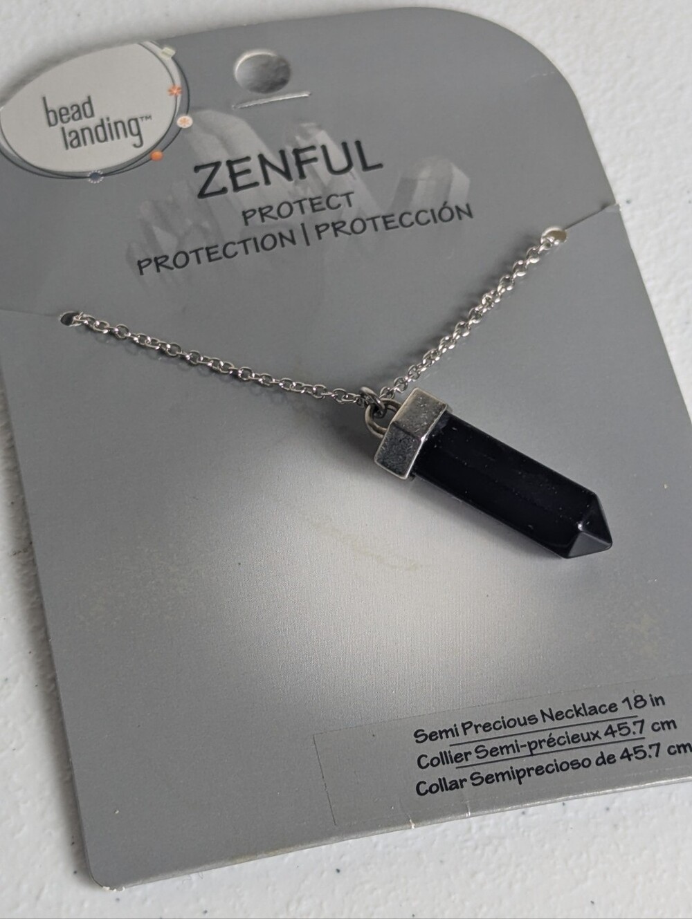 Bead Landing Zenful Protect Black Semi-Precious Hexagon Crystal Pendant Necklace